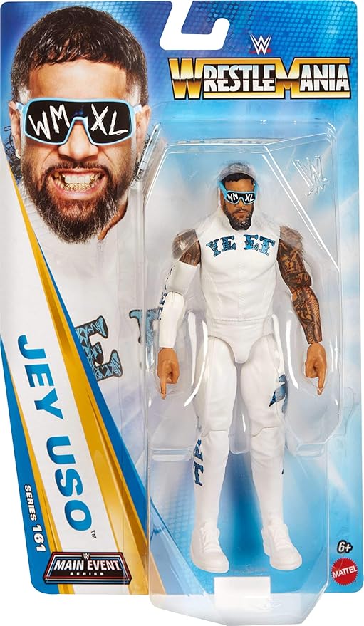 Mattel WWE Jey USO Action Figure, Main Event Series #161, 6-inch Collectible Superstar with 14 Articulation Points & Life-Like Look