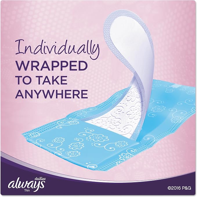 Always Thin Daily Panty Liners, Regular, 120/pack, 6 Packs/carton