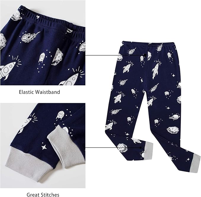 KikizYe Little Big Boys Girls Pajamas Set Kids PJs 100% Cotton Sleepwear