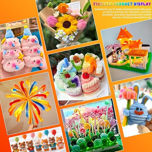 Pipe Cleaners, 200PCS Pipe Cleaners Craft Supplies, Multi-Color Chenille Stems Pipe Cleaners Bulk Fuzzy Sticks for DIY Art and Craft Projects Home Decoration