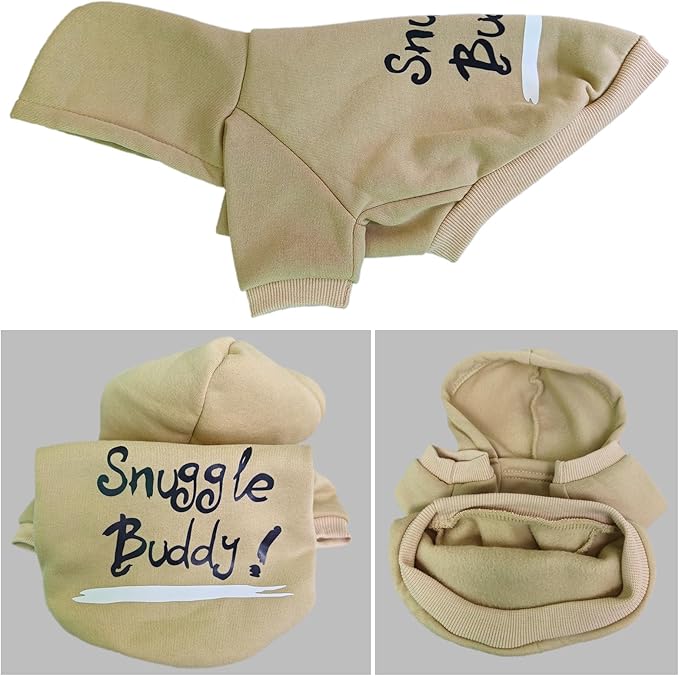 Jecikelon Winter Printed Dog Hoodies Sweatshirts Warm Clothes for Small Dogs Chihuahua Coat Puppy Clothing Cat Custume (Khaki, X-Large)