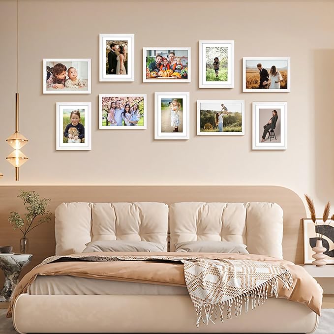 5x7 Picture Frame Set of 2, Photo Frame with HD Plexiglass, Display Pictures 4x6 with Mat or 5x7 Without Mat, White Picture Frames Collage for Tabletop or Wall Display