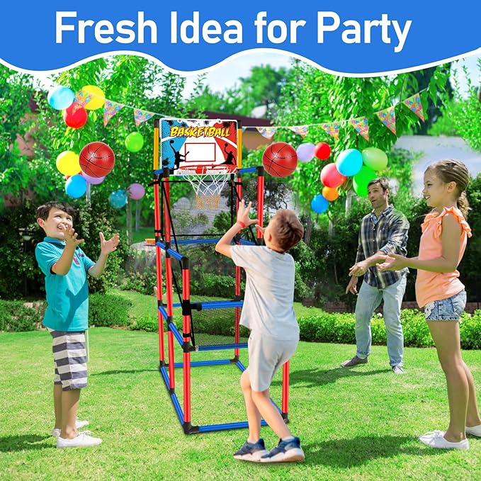 63" Arcade Basketball Game Set with 3 Balls, Kids Basketball Hoop Age 3 to 12 Indoor Outdoor Sports Play - Easy Set Up - Carnival Birthday Party Games Yard Toys for 3 4 5 6 7 8+ Year Old Boys Gift