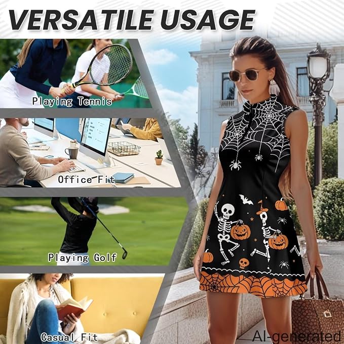 Golf Dress Tennis Dresses for Women with Built in Shorts and Pockets Sleeveless Athletic Dress Workout Dress