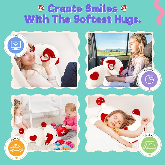 Onsoyours Original Weighted Mushroom Cow Stuffed Animals, 4.0 lbs Weighted Plush for Stress Relief - 20" Large Soft Cow Pillow Gifts for Kids & Adults