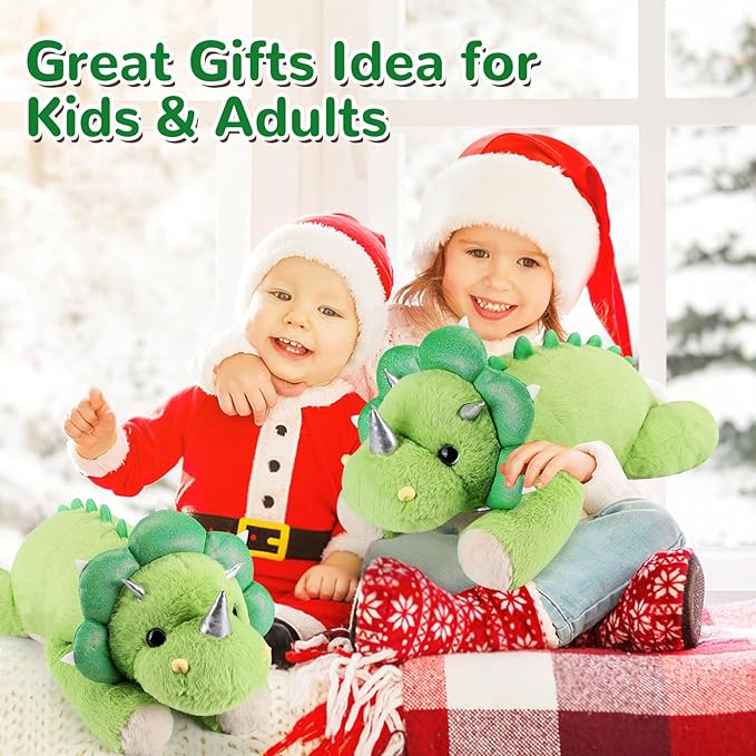 Triceratops Weighted Stuffed Animals - 12 Inch 1.0 Pounds Weighted Plushies Dinosaur Stuffed Animal - Small Dino Plush Pillow - Cute Plush Toy Gifts for Kids & Adults (12" 1.0 lbs)