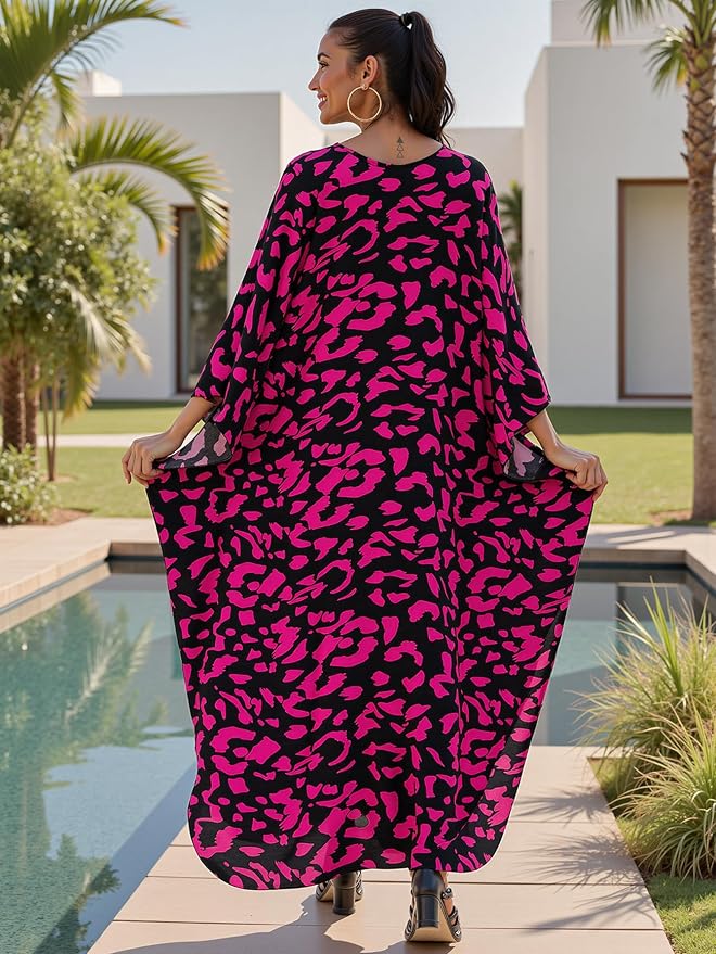 Mumu Dresses for Women Plus Size, Bohemian Kaftan Beach Cover Up Long Maxi Nightgown Soft Loungewear