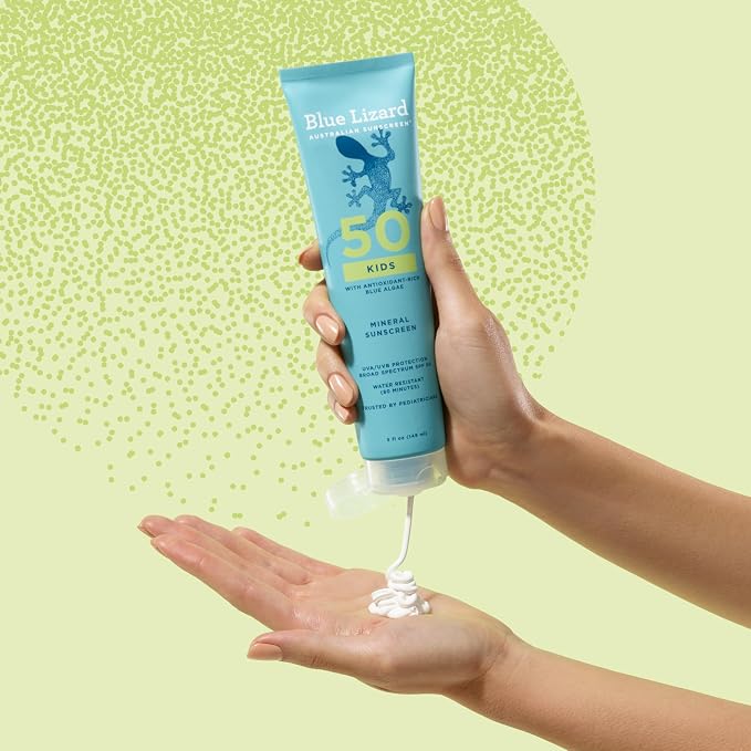 Blue Lizard Kids Mineral SPF 50 Sunscreen Lotion, 100% Mineral, Children’s Sunscreen, Water-Resistant Formula, Paraben-Free, Fragrance-Free, 5 fl oz (Pack of 2)