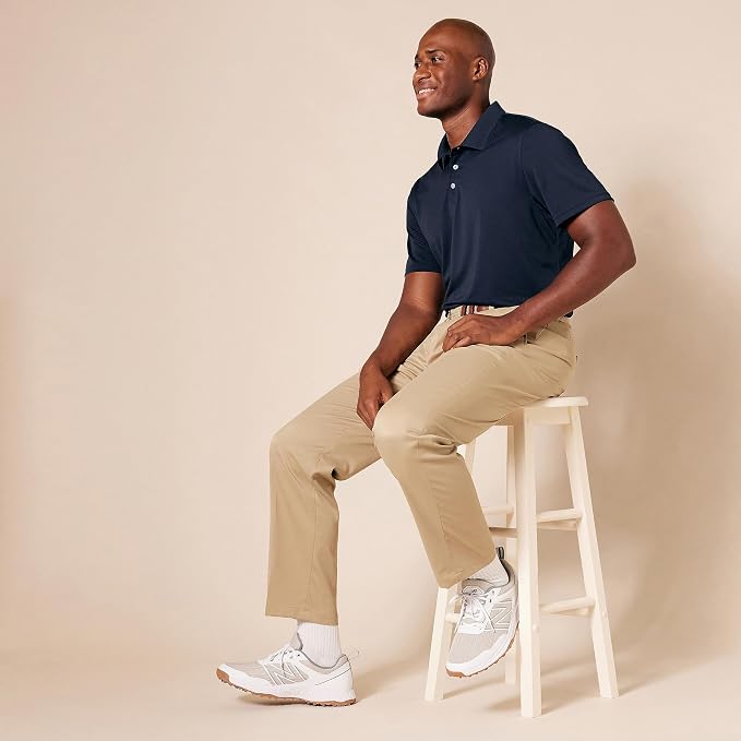 Amazon Essentials Men's Moisture Wicking Golf Polo Shirt, Short Sleeve, Slim-Fit, Quick-Dry, Active Wear