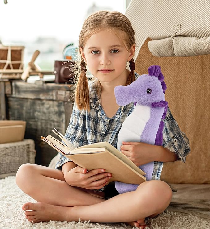 DolliBu Purple Seahorse Super Soft Stuffed Animal, Cute Realistic Stuffed Animals for Girls, Boys, Adults Animal Gifts, Kids Zoo Ocean Nursery Decor for Newborn, Cuddly Soft Baby Plush Toys - 12 Inch