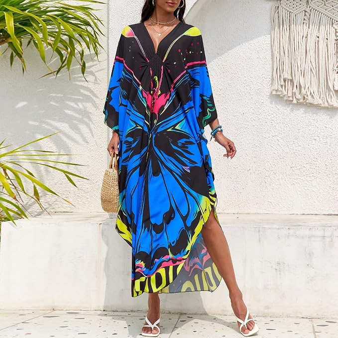 SXMURP Moomoo Dresses for Women, Caftan Dresses for Women Tropical Hawaiian Cotton Cover Ups Bathing Suit Loungewear Swimsuit