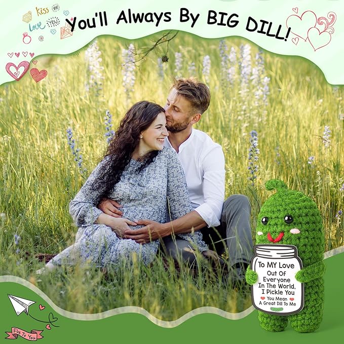 I Love You Gifts for Her Him, Birthday Christmas Gifts for Boyfriend Girlfriend, Wife, Husband, Couple, Romantic Gifts Anniversary Gifts for Women Men, Valentine's Day Gifts Handmade Crochet Pickle