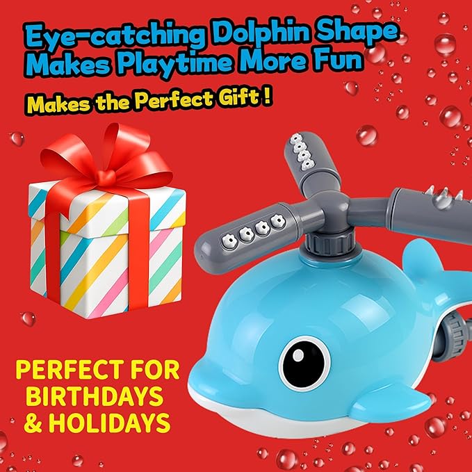 2 in 1 Water Sprinkler Baseball Toy Set for Kids โ Whale Shaped Outdoor T-Ball Game & Spinning Splash Toy, Summer Backyard Water Play for Toddlers and Children Ages 3+