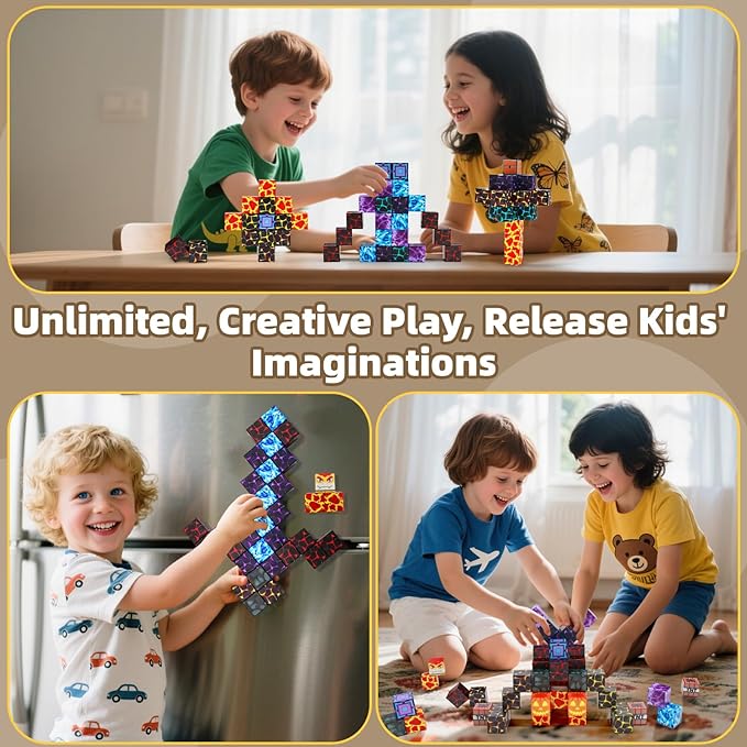 150PCS Magnetic Blocks, Magnetic Building Blocks, Magnet Blocks for Kids Age 3-5 4-8 8-12, STEM Sensory Educational Magnet Stacking Toys Boys Girls Gifts