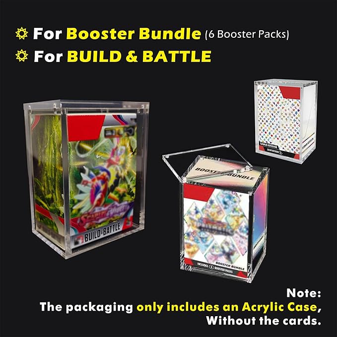 2 Packs Acrylic Magnetic Case for Booster Bundle/BUILD & BATTLE With Magnetic Lid Clear Display Box For Booster Bundle(NOT Compatible NEW Booster Bundle) Protector Acrylic Storage Container