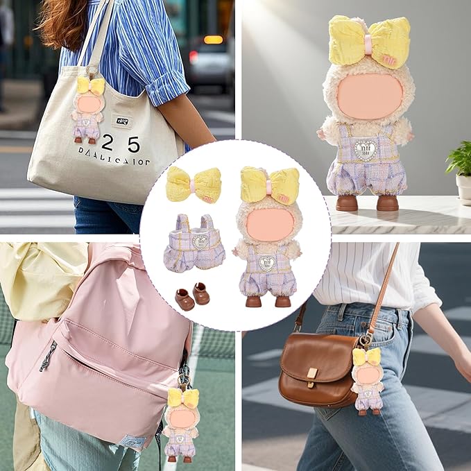 Cute Clothes for Doll Design Outfit Blind Mystery Box Accessories Mini La Boo-Boo Blah Bu Bu BuLafufu Ropa Plush Toy Stuff Dress Overalls Pajamas Hoodie Purple