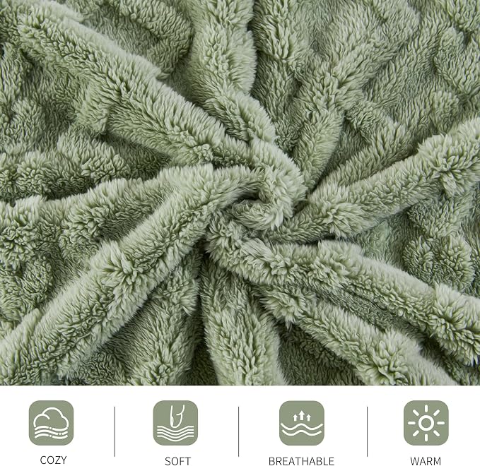 Aganear Fleece Throw Blanket for Couch Sofa 50"x60" Sage Green | Lightweight Fuzzy Throw,Warm Gift for Women,Christmas,Housewarming,Soft,Boho Design for Room Home Decor,All-Season Use