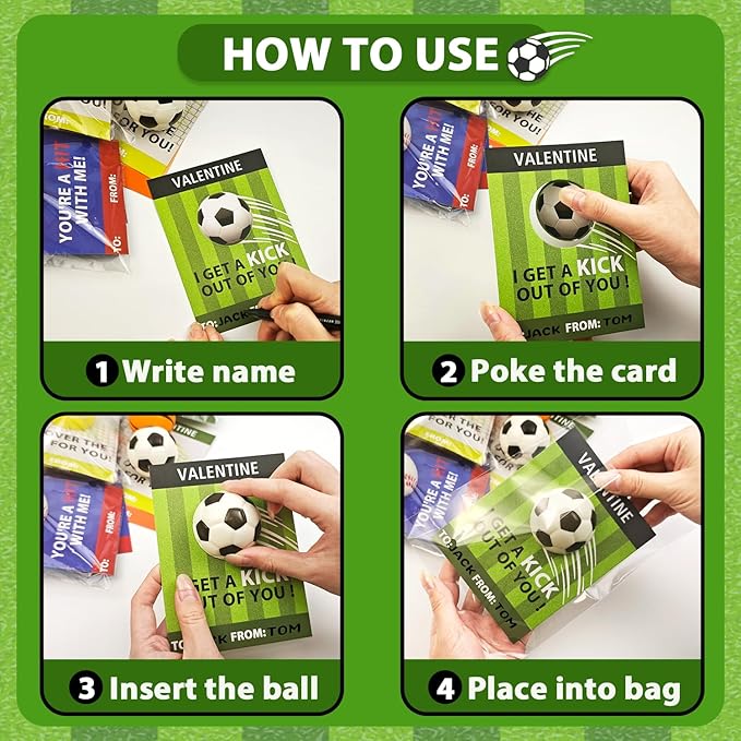 Stress Ball Valentines Day Cards Gifts for Kids Classroom -24 Pack, Mini Foam Sports Toys with Exchange Cards for Boys School, Valentines Goodie Bag Stuffer Class Treats Prizes for Preschool Toddlers