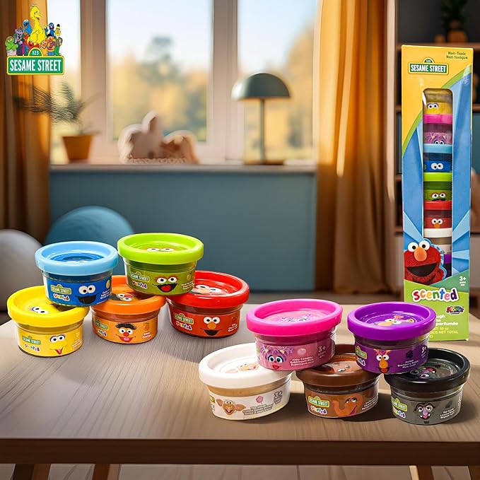 Sesame Street 10-Pack Dough | Sesame Street Mold & Create Dough | Elmo, Cookie Monster, Big Bird & More | 1oz Can | Multi-color | Officially Licensed | 10-Pack