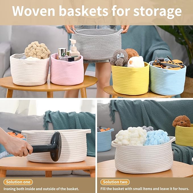 Happyiren Cute Woven Storage Basket with Handle, Baskets for Gifts Empty | 2 Pack Gift Baskets for Birthday Baby Shower Raffle Burr Fundraiser Teacher, Decorative Organizer Box for Home Refresh