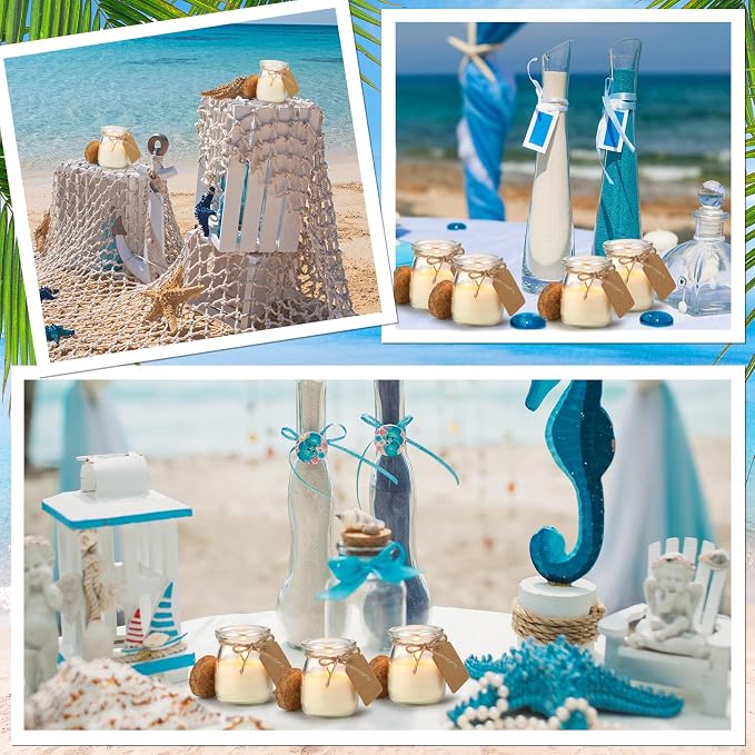 MTLEE 24 Pcs Jar Candles for Guests Wedding Summer Candles Gift Natural Wax Jar with DIY Cards for Bridal Baby Shower Party Favors Home Decor, Scents of Ocean Breeze/Mojito/Coconut/Vanilla Ice Cream