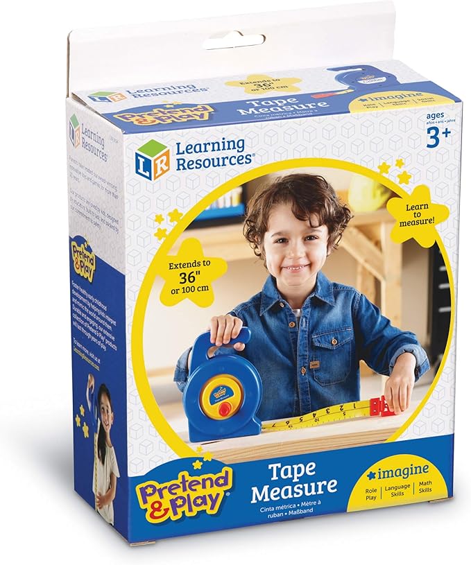 Learning Resources Pretend Play 3" Long Tape Measure - Ages 3+ Kids Measuring Tape, Measuring Tape Retractable, Educational Toys for Kids