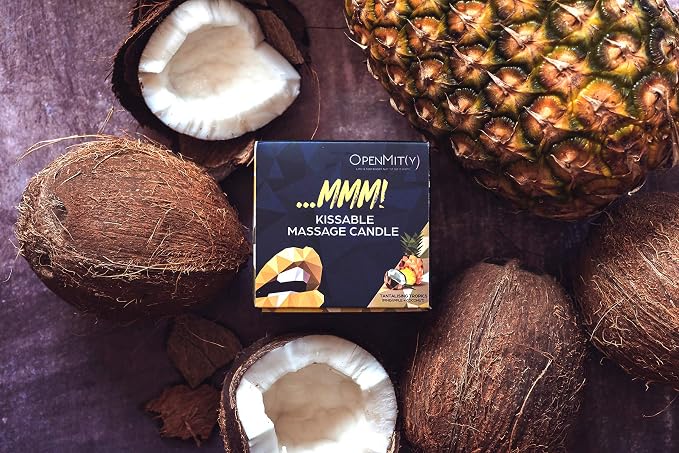 Kissable Massage Oil Candle – Sensual and Romantic Melt Massage Candles for Pleasant and Relaxing Massages (Pineapple and Coconut)