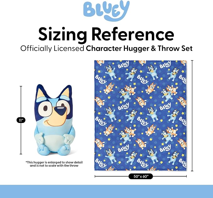 Northwest Bluey More Bluey Fun Hugger Pillow & Silk Touch Throw Blanket Set, Dog Stuffed Plush, 50x60 inch Blanket and 11 inch Plushie