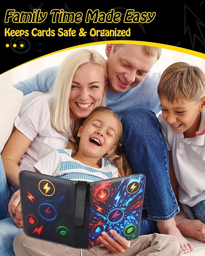 Trading Card Binder, 9-Pocket, Holds 1080 Cards, 120 Pages Side-Loading Card Album, PU Leather, Acid-Free Archival Sleeves, Durable Organizer for MTG, TCG & Sports Cards, Gift for Kids, Boys and Girls