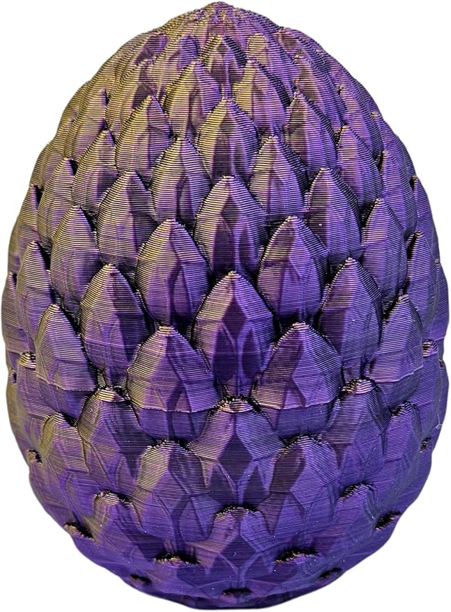 Surprise Dragon Egg Articulating Gemstone Dragon Fidget Figurine - 3D Printed Dragons Flexible ADHD, Autism, Relief Anxiety - Articulated Joints (Gold Purple Black)