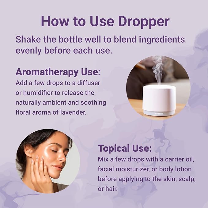 Micro Ingredients Lavender Essential Oil, 8 fl oz | Easy-Use Dropper Bottle | DIY Natural Aromatherapy, Soap, Lotion, Diffuser, Candles, Body & Scalp Massages | Soothing Floral Aroma | Cruelty Free