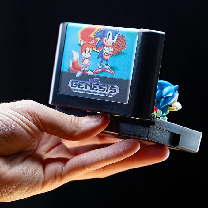 Sonic The Hedgehog 2 Collectible Diorama Playset – Mini Sonic & Tails Figures with Emerald Hill Zone Scene – Retro SEGA Genesis Cartridge