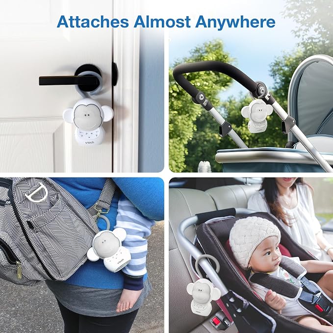 VTech VM819 Baby Monitor + BC8211 Myla the Monkey Bundle - Non-WiFi Video Monitor with 19Hr Battery, 1000ft Range & Portable Soother with Night Light & Stroller Attachment