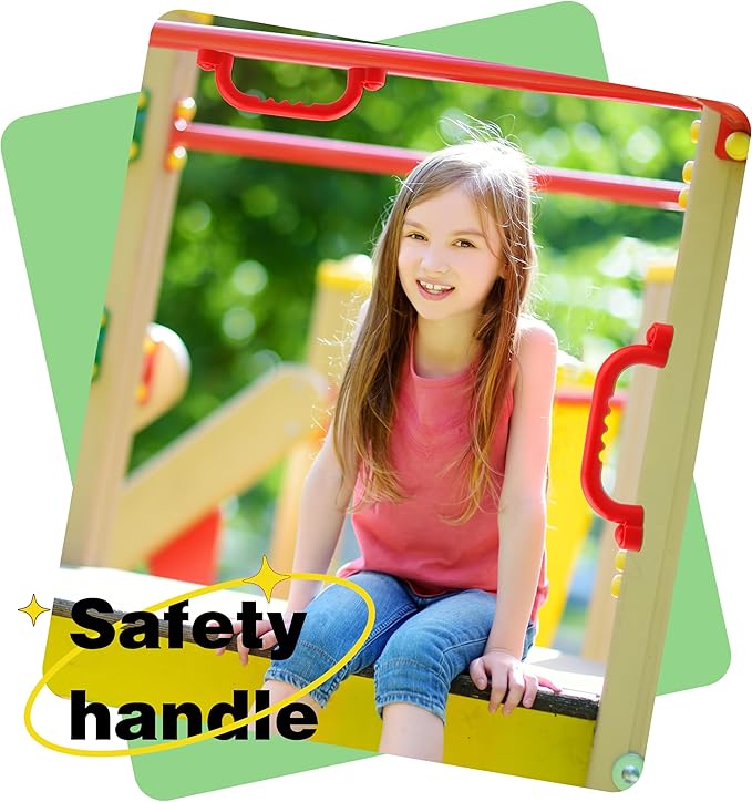 4 Pieces Kids Playground Safety Handles Playground Grab Handle Bars Playground Accessories Equipment for Kids Outdoor Playset Backyard Playhouse Tree House Jungle Gym (Yellow,Red)