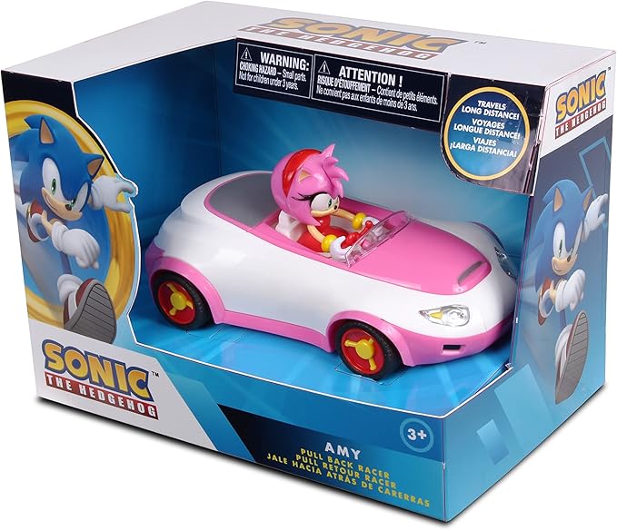 NKOK Team Sonic Pull Back Racer - Amy Rose; No Batteries Required; Pull Back, Let go, and Watch Amy Rose Race
