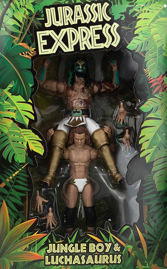 Yeegfeyn AEW Jurassic Express Jungle Boy and Luchasaurus Exclusive Wrestling Action Figures