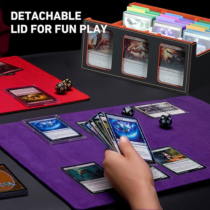 3-Row Trading Card Storage Box, Bulk Cards Case for 2400+ Mtg tcg Magic Playing Game Card Organizer, Commander Deck Box with 3 Supports & 24 Dividers