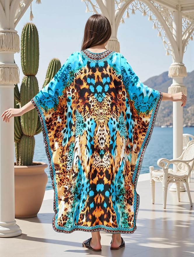 Mumu Dresses for Women Plus Size, Bohemian Kaftan Beach Cover Up Long Maxi Nightgown Soft Loungewear