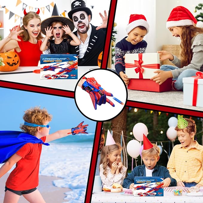 Excitobo Superhero Web Shooters for Kids Age 8-12, Adjustable Wrist Launcher Slinging Toy Set with 20 Darts, Ideal Birthday for Boys & Girls Imaginative Role-Playing Costume Accessory