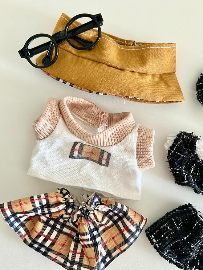 2 Sets Cute Doll Clothes for labubu,17cm Dolls Outfit Accessories,for la-bubu Dolls/for la-bubu Outfit, Black Set and Yellow Set It's a Gift for labubu Enthusiasts and Collectors (No Doll)