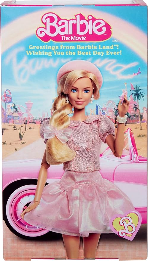 Barbie The Movie Doll, Margot Robbie as, Collectible Wearing Pink Blouse & Skirt Tutu Outfit, with Styled Hair & Matching Jewelry
