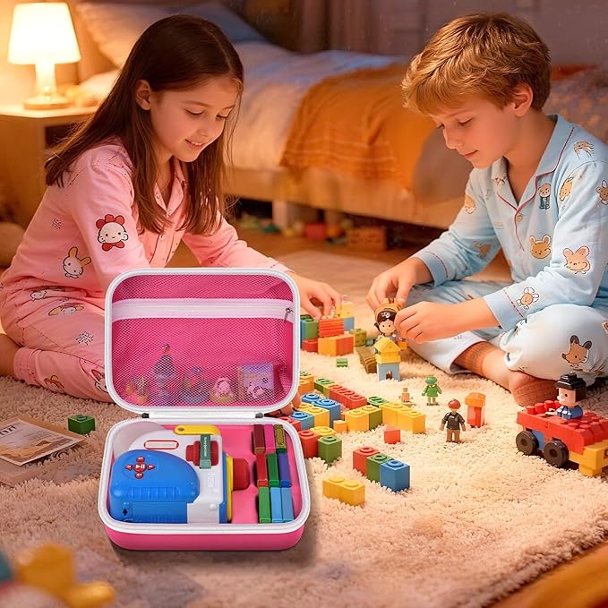 Case Compatible with Little Tikes Story Dream Machine Starter Set, Toys Storage Bag with 5 DIY Embroidery Patches, Organizer for Projector Storytime Books and Audio Character- Pink Rabbit (Box Only)