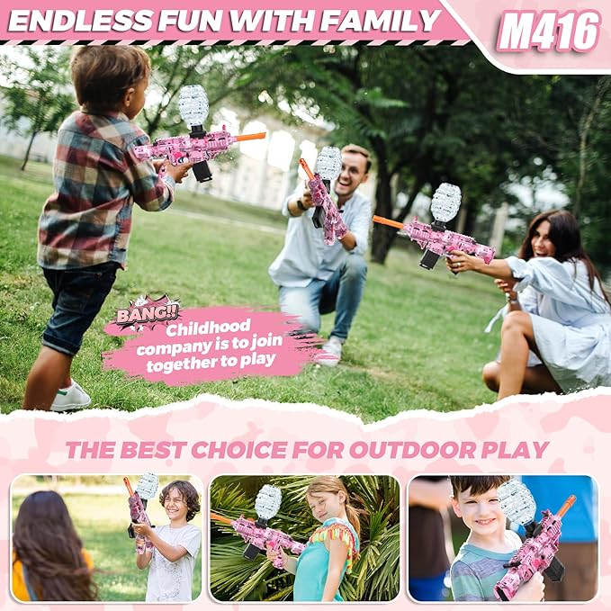 Electric Gel Ball Blaster Toys-Eco-Friendly Splatter Ball Blaster,Automatic Outdoor Games Toys for Activities Team Game(Pink)