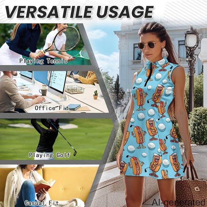 Golf Dress Tennis Dresses for Women with Built in Shorts and Pockets Sleeveless Athletic Dress Workout Dress