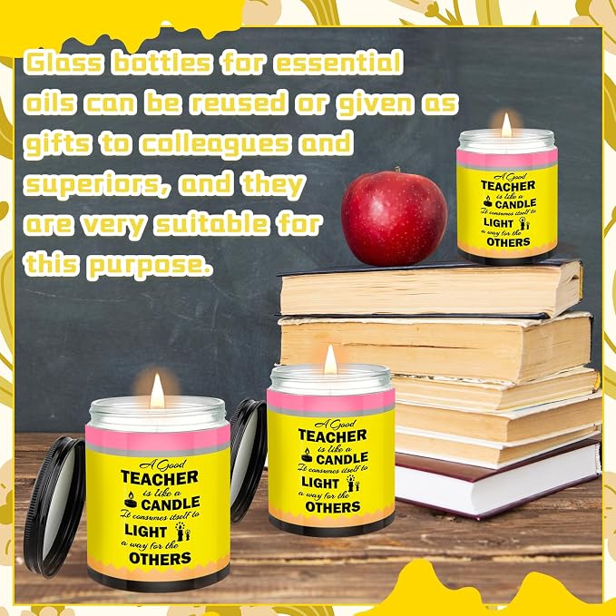4 Pcs Teacher Appreciation Gifts Teacher Candle Pencil Designed Candles for Teacher Appreciation Week Graduation Party Favors Birthday Gifts for Women Teacher