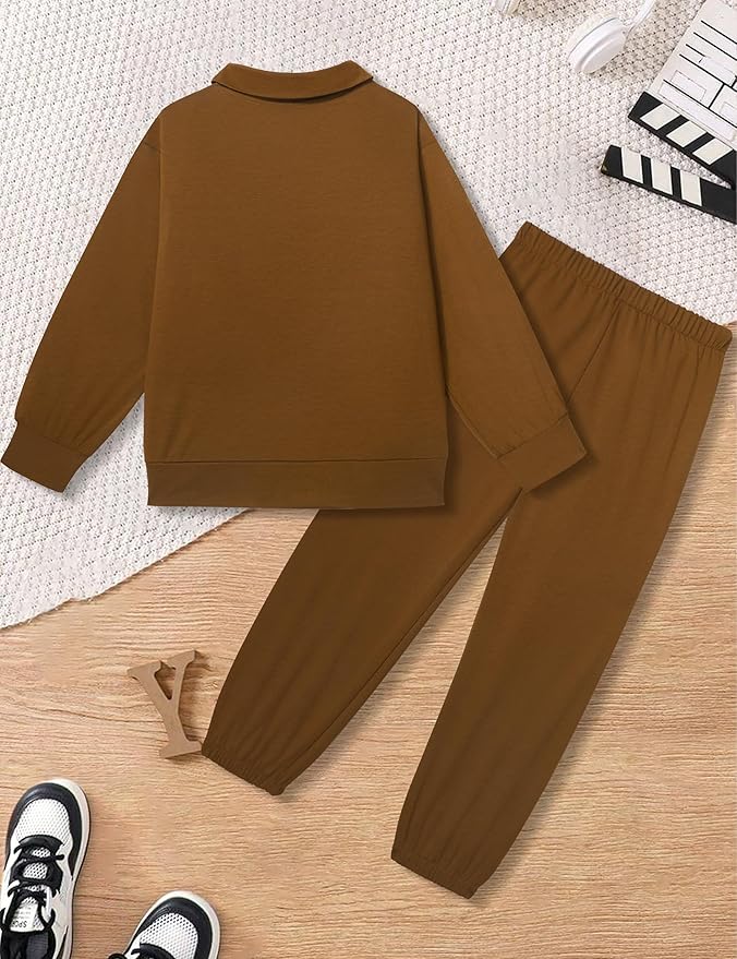 MIGU Boys Clothes for Boys Outfits Set Half-Zip Pullover Sweatshirt and Sweatpant 2pcs Boys Tracksuit