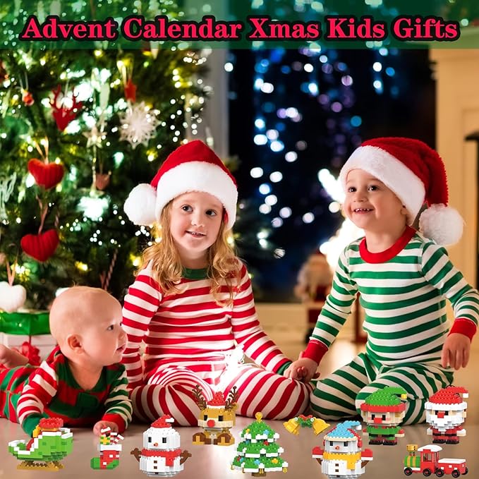 Christmas Reindeer Building Blocks Set Compatible with Lego Advent Calendar 2025 Stacking New Toys Holiday Present Box New Year Xmas Gifts for Kids for Boys & Girls and Adults