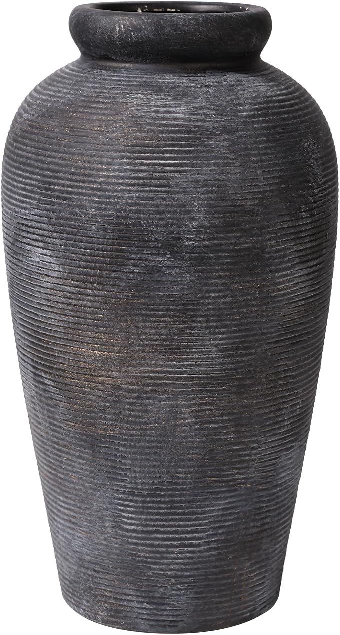 Starttag Large Ceramic Rustic Vase, 11 inch Farmhouse Flowers Tall Vase Vintage Texture Pottery Floor for Indoor Table, Centerpieces, Living Room Home Decor, Bronze