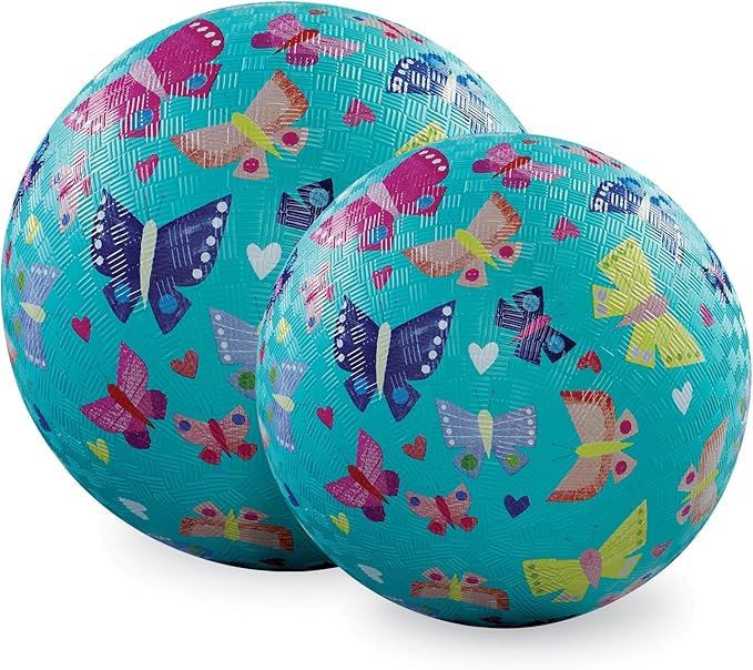 Crocodile Creek Rubber Playground Ball, Ships Inflated, PVC-Free, Durable Design for Outdoor Games and Active Ball Sports, for Kids Ages 3 Years and Up, 5" Butterflies