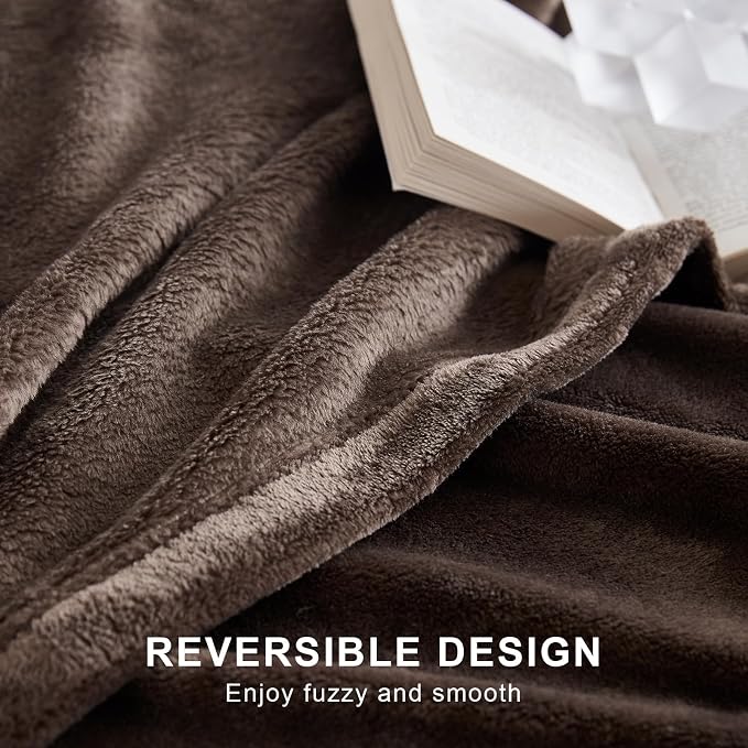 Hansleep Twin Brown Fleece Blanket, Soft Flannel Bed Blanket | Fuzzy Cozy Blanket 60x80 Inches, Multi-use for Bed, Sofa, Couch, Travel, Camping, All Season Warm Lightweight Cover